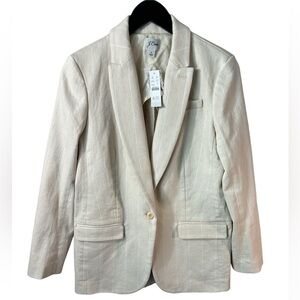 NWT J Crew Alfie blazer in natural with white pinstripe. size 6.